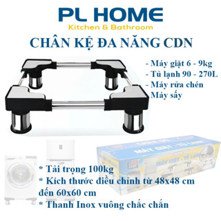  Chân kệ máy giặt chân đỡ tủ lạnh đa năng Chánh Phát CDN thanh inox chắc chắn đệm cao su chống trượt hạn chế rung 