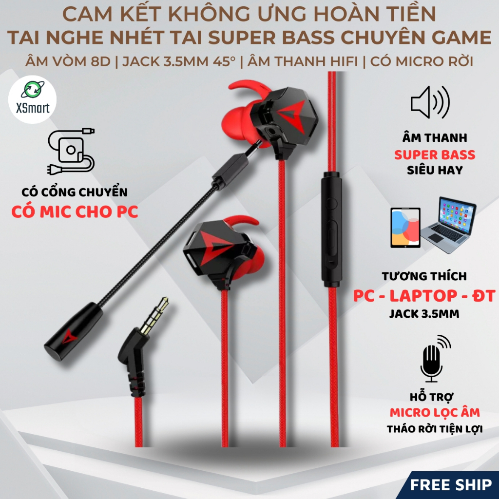 Tai Nghe Gaming GH5 Gamer Pro Phiên Bản Nâng Cấp sendem S2 Chống Ồn Cao Cấp Tặng Bộ Phụ Kiện Mic Rời