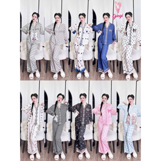 [Size40-60kg TDQD2606242 ]Đồ nữ mặc nhà áo tay dài quần dài form cổ Y chất lụa latin cao cấp hàng thiết kế