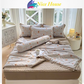 Bộ Chăn Ga Gối 5 Món Đũi Mark Jacob chăn hè ga trần bông bo chun bọc đệm nhập khẩu cao cấp _ Nice House