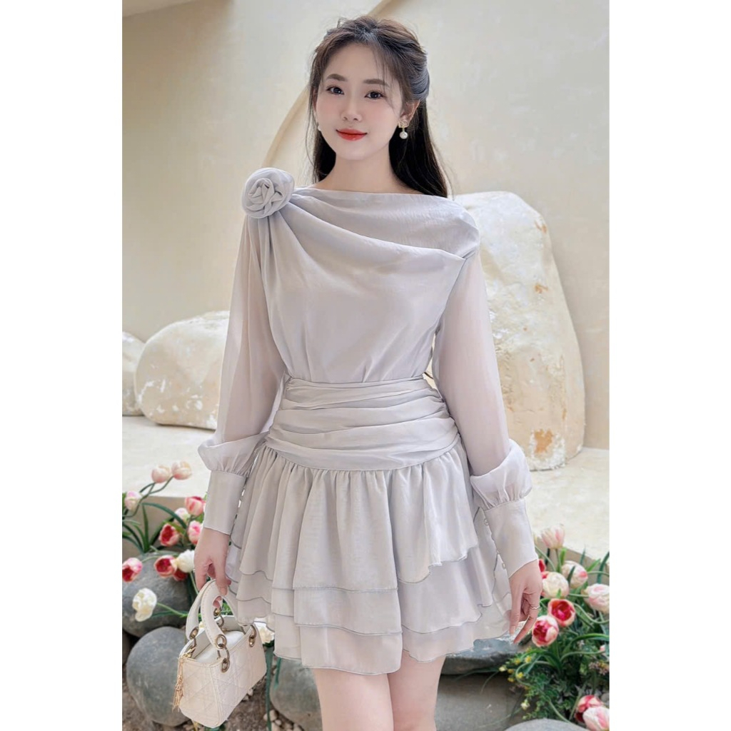 Set Váy du lịch váy đi hẹn hò Boutique chất tơ S582