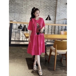 Váy thun babydoll TIRA MAMA VBD283 váy suông 3 tầng hình cô gái xòe from rộng cộc tay