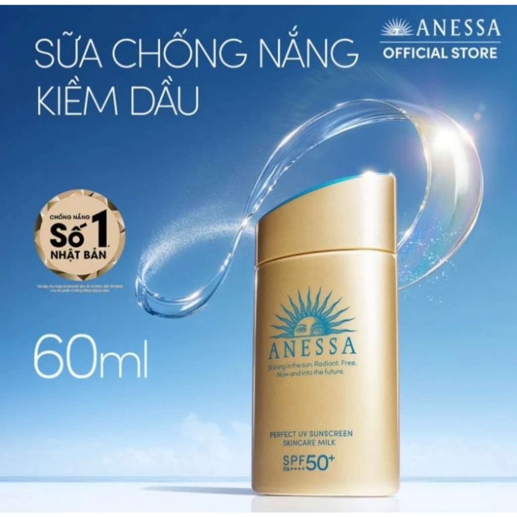 Sữa chống nắng Anessa Mild Milk SPF50+/PA++++ dịu nhẹ cho da nhạy cảm chai 60ml