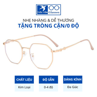 Kính cận có sẵn tròng đa giác kim loại gọng kính nam nữ thời trang cao cấp 7752 - Mắt kính Tiểu Yến