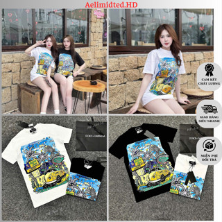 Áo Thun Dsquared2 phối hình khu rừng Astro Ape.  Áo phông nam nữ DSQ in hình cây dừa đầu lâu chữ ICON hai mặt boy phố.