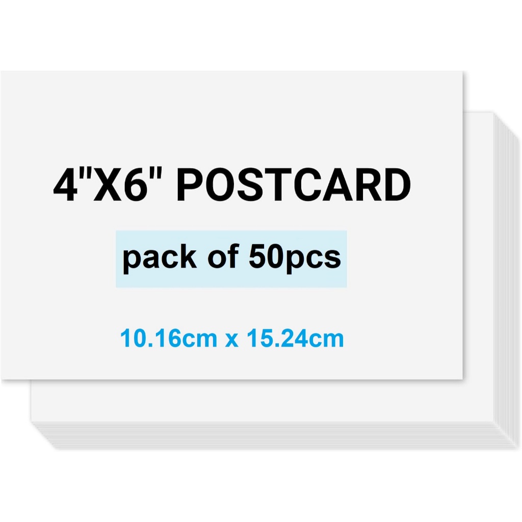 Set of 50 pcs 4" x 6" 200 GSM White Blank Printable Post Cards Bulk / Xấp 50 giấy card trắng trơn