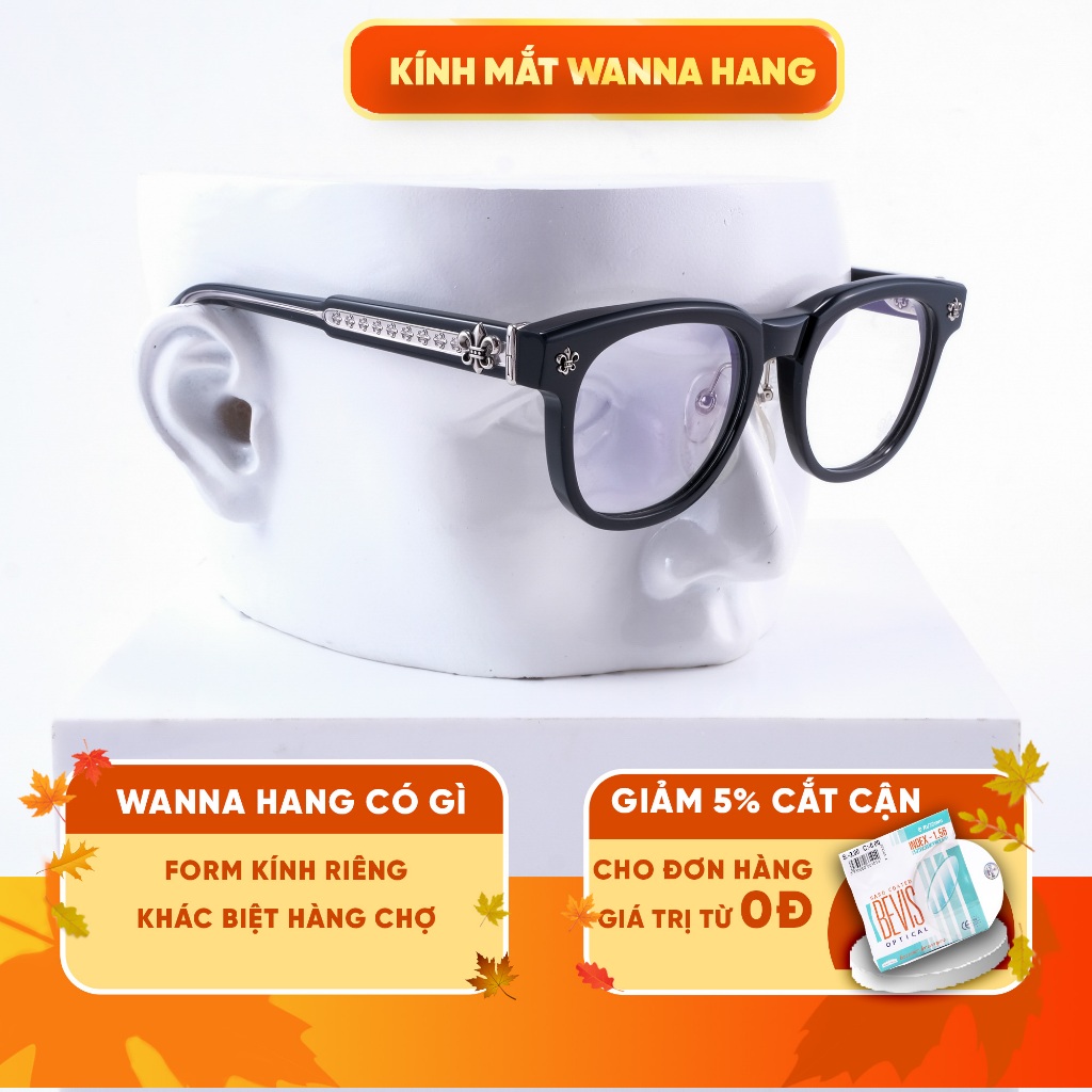 Gọng kính cận CH8199 cho nam nữ nhựa acetate nguyên khối đẹp cao cấp chống tia UV Wanna Hang 1st WHC