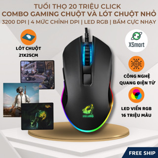  Combo Chuột Gaming V1 Led Tự Động Đổi Màu Và Lót Chuột Game 