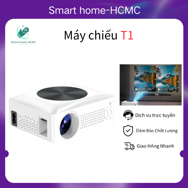 Máy Chiếu mini T1/T6 máy chiếu xem phim Full HD, Focus Thủ Công, Giải Pháp Giải Trí Tại Nhà