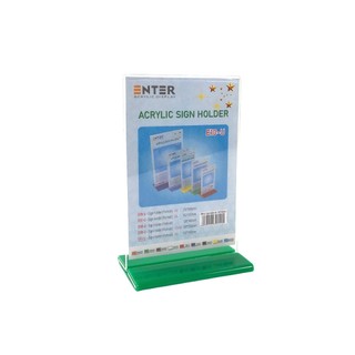Kệ mica 2 mặt Enter E10-U 100x150mm đế lùa uốn bằng, Kệ menu nhà hàng, Standee mica để bàn, Bảng quét mã QR Code