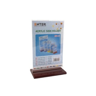 Kệ mica 2 mặt Enter E10-U 100x150mm đế lùa uốn bằng, Kệ menu nhà hàng, Standee mica để bàn, Bảng quét mã QR Code