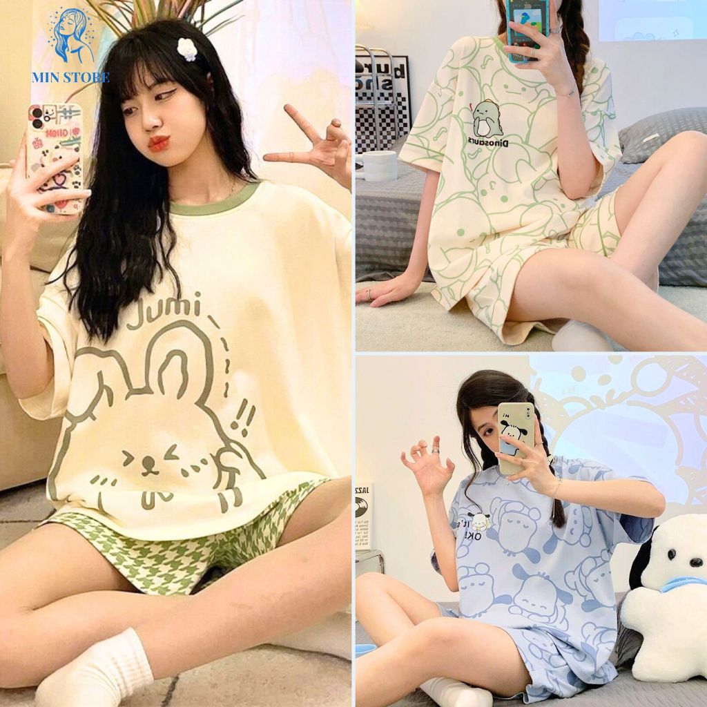Bộ ngủ bigsize nữ mặc nhà quần đùi 40-95Kg vải thun mùa hè dễ thương Miin BC04