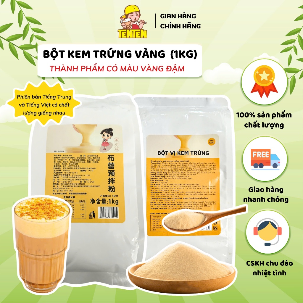TenTen Food - Bột Kem Trứng Cô Gái Chính Hãng (1kg) - Màu Vàng