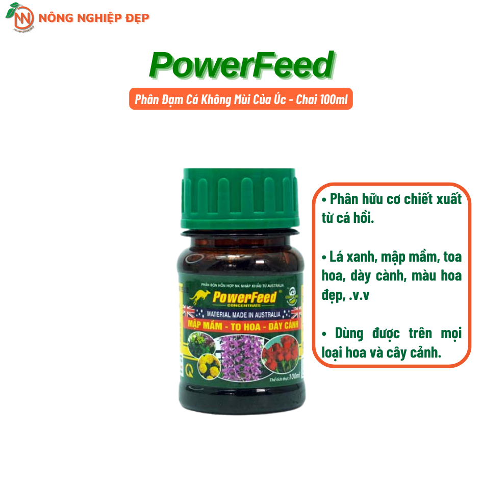 Phân Cá PowerFeed Chai 100ml - Phân Hữu Cơ, KHÔNG HÔI