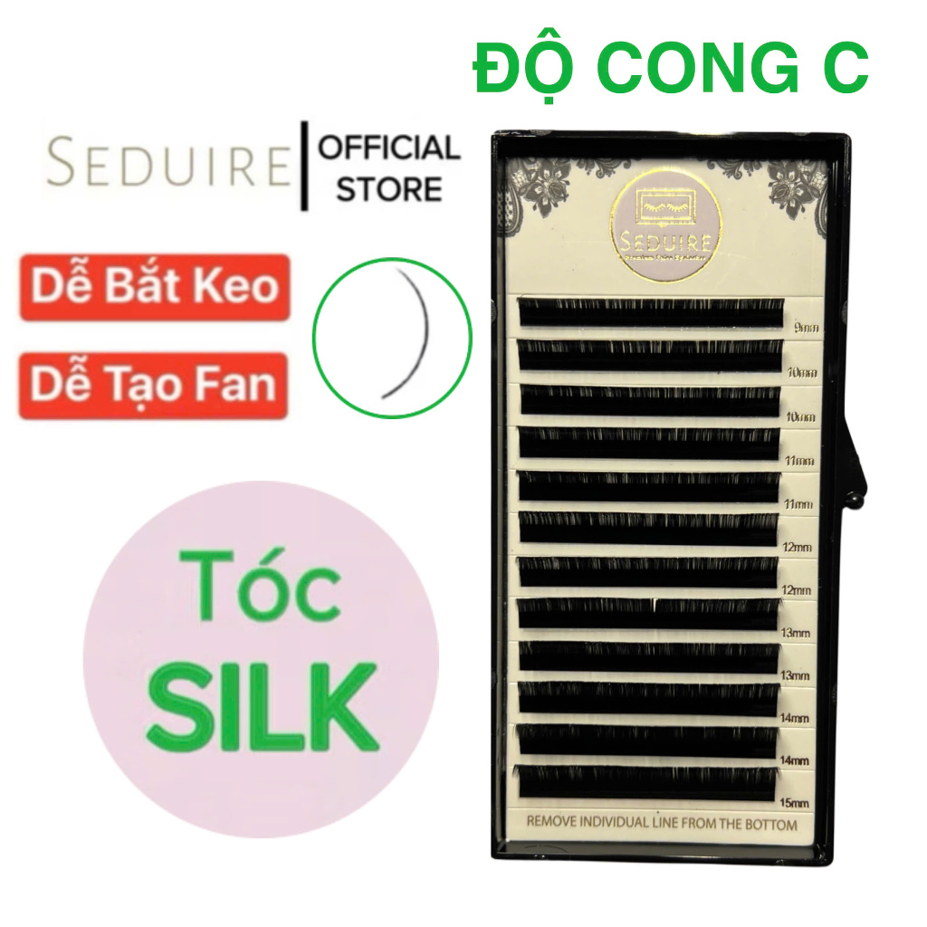 Mi khay SEDUIRE độ cong C (12 hàng), tóc SILK