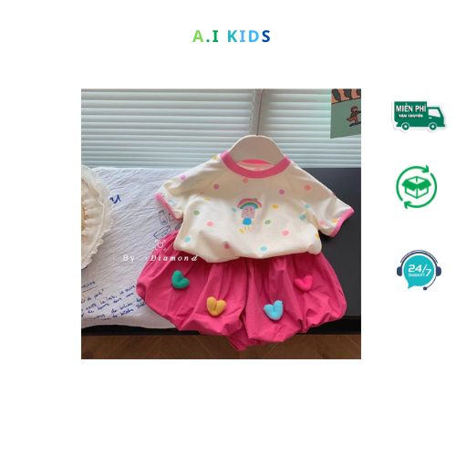 A.I KIDS: Áo chấm bi quần bí bé gái