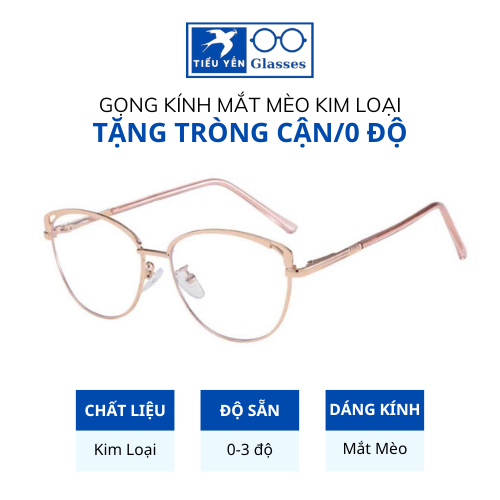 Kính Cận Mắt Mèo Kim Loại thời trang gọng kính kim loại cao cấp không gỉ 2028 - Mắt kính Tiểu Yến