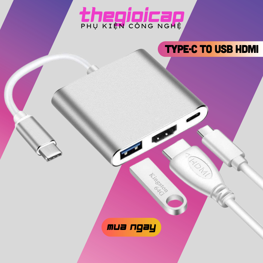 Cáp Chuyển Đổi Type-C Sang USB 3.0 HDMI Adapter Cao Cấp