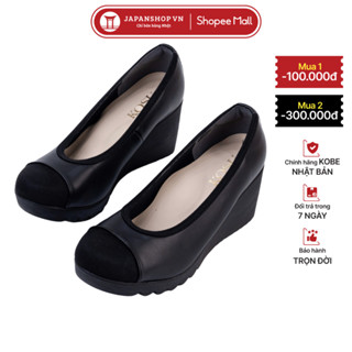  Giày da nữ đế xuồng KOSU cao 7cm giày công sở phối da lộn tôn dáng 24M24 made in Japan 