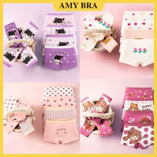 Combo 4 Quần Lót Bé Gái Dáng Đùi Thỏa Mái Vận Động - Set 4 Quần Chip Trẻ Em Cotton Thoáng Khí AMYBRA