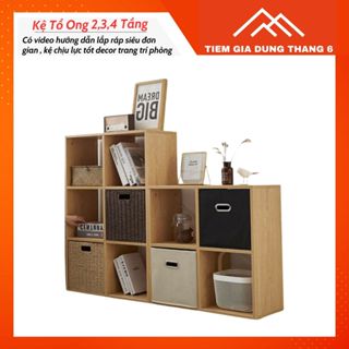 Kệ Sách Gỗ Tổ Ong Màu Gỗ  FREESHIP Kệ Để Đồ Đa Năng 2,3,4 Tầng Gỗ MDF Cao Cấp
