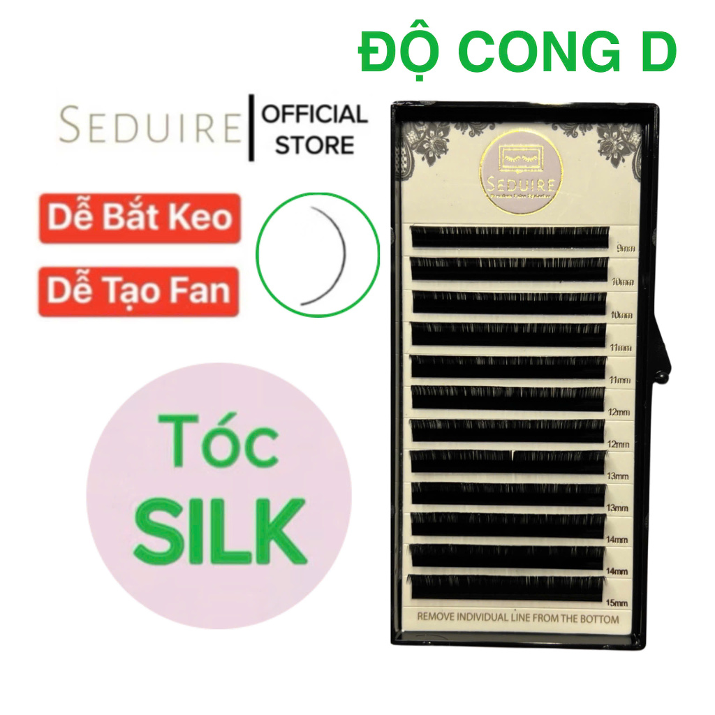 Mi khay SEDUIRE độ cong D (12 hàng), tóc SILK