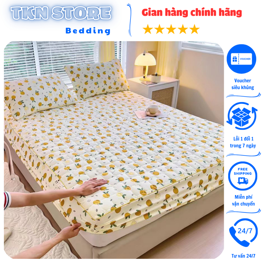 Bộ 3 món ga gối cotton đũi xơ đậu nành sử dụng 4 mùa, Ga gối sơ đậu bọc đệm chất liệu thoáng mát thấ