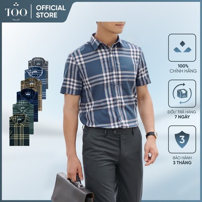 [SALE] Áo sơ mi nam ngắn tay TQQ dáng slimfit công sở ôm nhẹ K489CB vải viscose thoáng mát