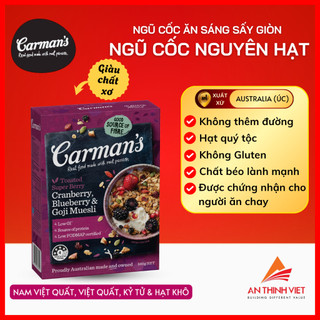 Ngũ cốc carman's nguyên hạt ăn kiêng quả dâu mọng và hạt khô tự nhiên - super berry muesli - hộp 5
