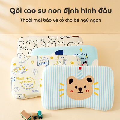 Gối cao su non chống bẹt đầu KidsWorld ZT505 vỏ Cotton có thể tháo rời dễ vệ sinh cho bé 3-12 tuổi
