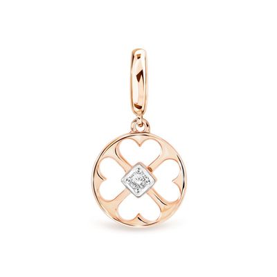 PRIMA Charm Vàng 9K - Đính Kim Cương - BST Charm Huggie- Cỏ 4 lá - 991D0116