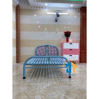 Giường sắt 1mx2m màu xanh