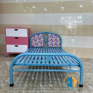 Giường sắt 1mx2m màu xanh