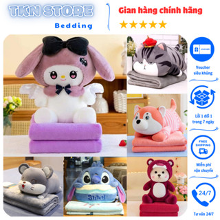 Bộ chăn gối văn phòng đa năng hình thú dễ thương, chăn gối cho bé đi học, đi du lịch tiện lợi - TKN STORE