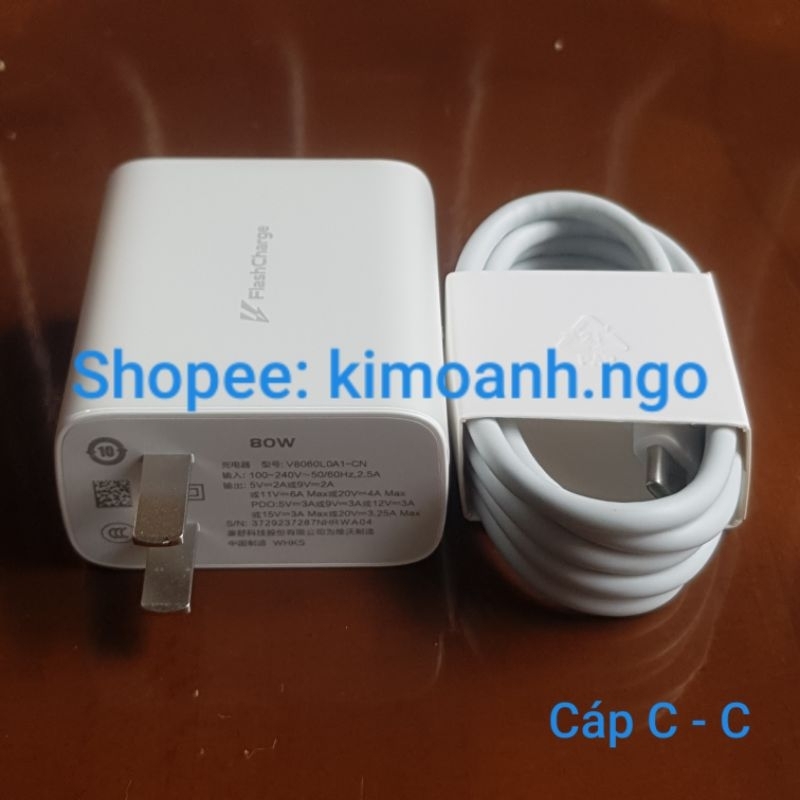Sạc Nhanh 80W VIVO V40, V40Lite, V30, V29, V27e, V25Pro, Y100, X100 Ultra, X90 Pro+, X80, X80Pro, IQ