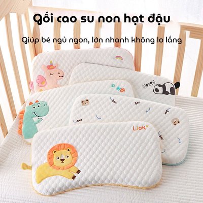 Gối cao su non cho bé chống bẹp đầu vải nhung bi hạt đậu KidsWorld mềm mại cho trẻ ngủ ngon