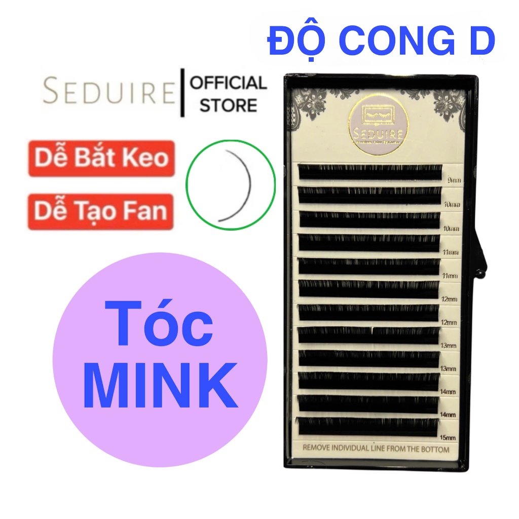 Mi khay (mi nối) SEDUIRE độ cong D (12 hàng), tóc MINK (dụng cụ nối mi)