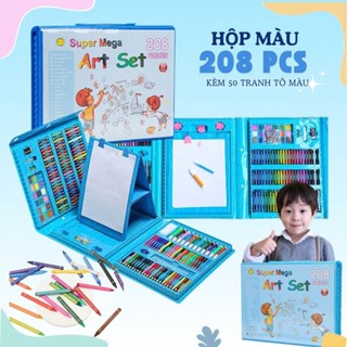 Bút Màu Cho Bé 208CT - Quà Sinh Nhật Bé Hoạ Cụ Vẽ Tranh Có Bút Chì, Màu Nước Dạng Nén, Màu Sáp - Hộp Màu 150 Chi Tiết