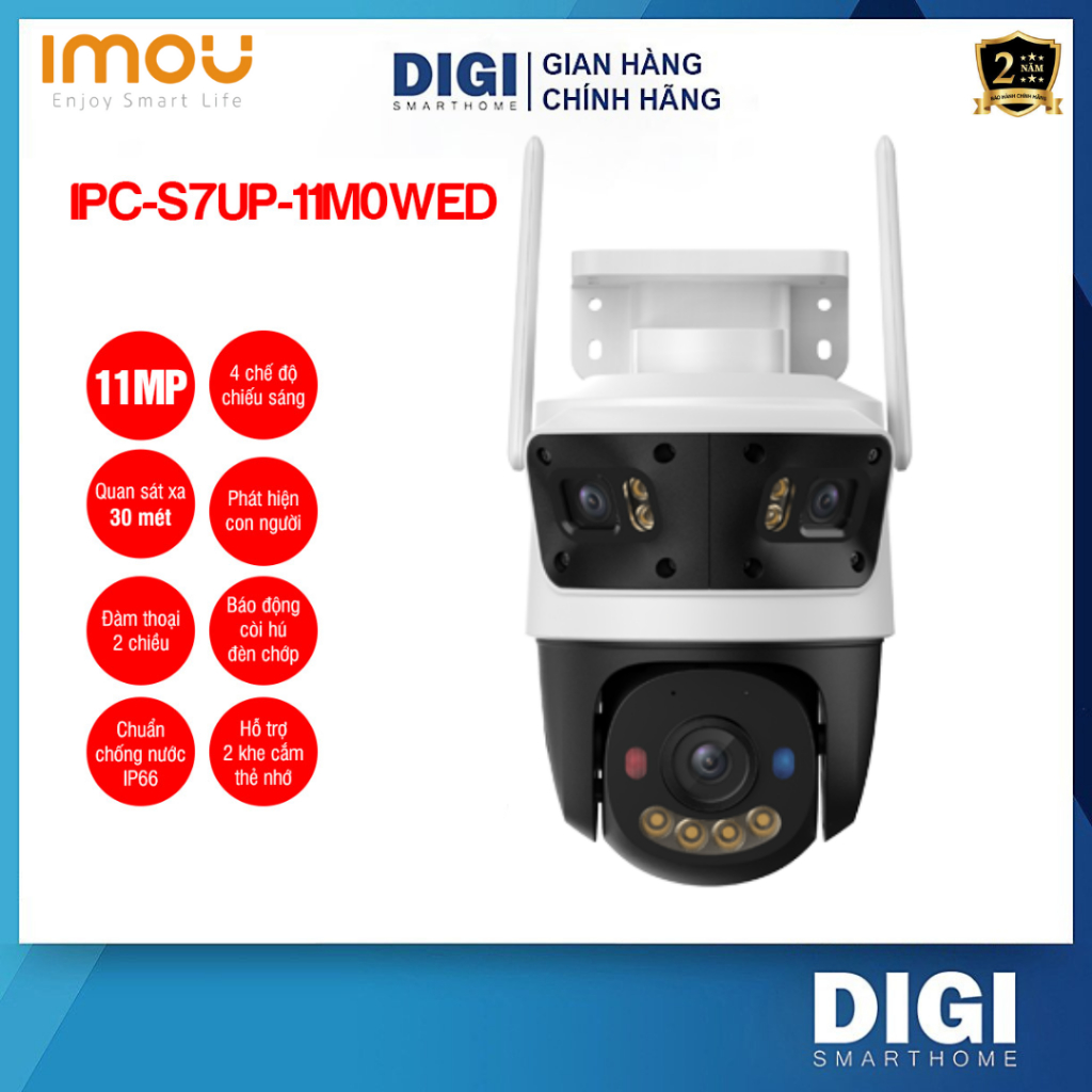 Camera Wifi IMOU 3 Mắt Cruiser Triple IPC-S7UP-11M0WED 11MP, S7XEP, S7XFP 8MP, S7UP, Còi Đèn Báo Xan