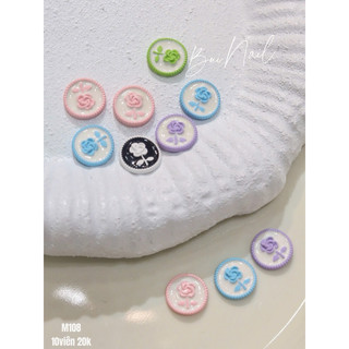 CHARM HOA HỒNG MÀU PASTEL M108 SET 10 VIÊN