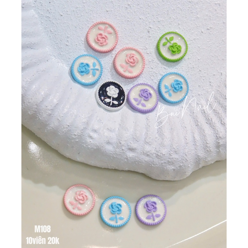CHARM HOA HỒNG MÀU PASTEL M108 SET 10 VIÊN