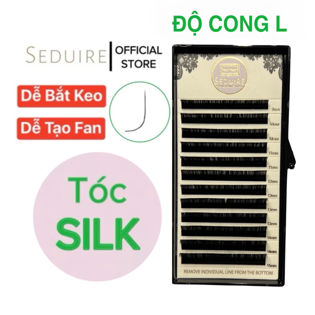 Mi khay (mi nối) SEDUIRE độ cong L(12 hàng), tóc SILK (dụng cụ nối mi)