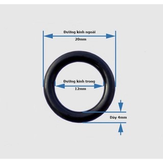 Gioăng cao su 12*4mm ( GIÁ 100 CÁI)  đường kính trong 12mm, đường kính ngoài 20mm, dày 4mm