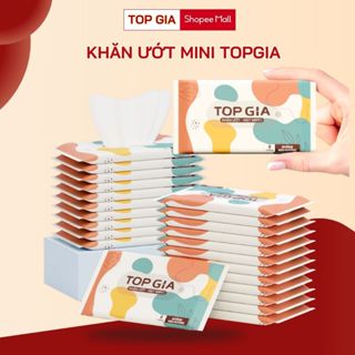 Khăn ướt mini TOPGIA cao cấp túi 10 gói 8 tờ mềm mại, không mùi không parabens dành cho em bé