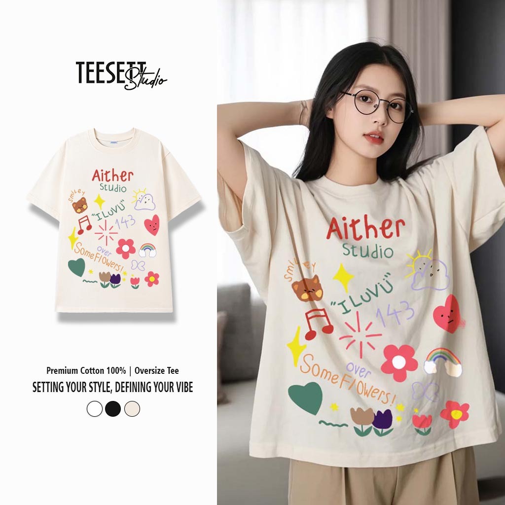 Áo thun Local brand Aither Love U Oversize tay lỡ form rộng cotton 100 unisex nam nữ TS022 TeeSett