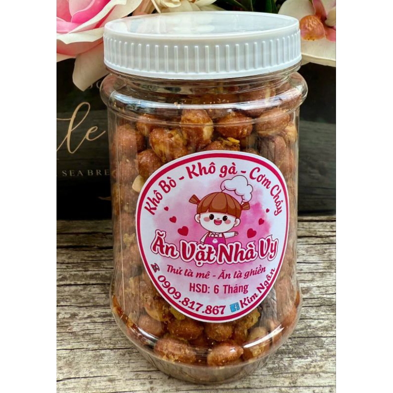 Đậu Phộng Rang Tỏi Ớt  (Giòn Ngon - Cay cay ) Hũ 250g & 500g