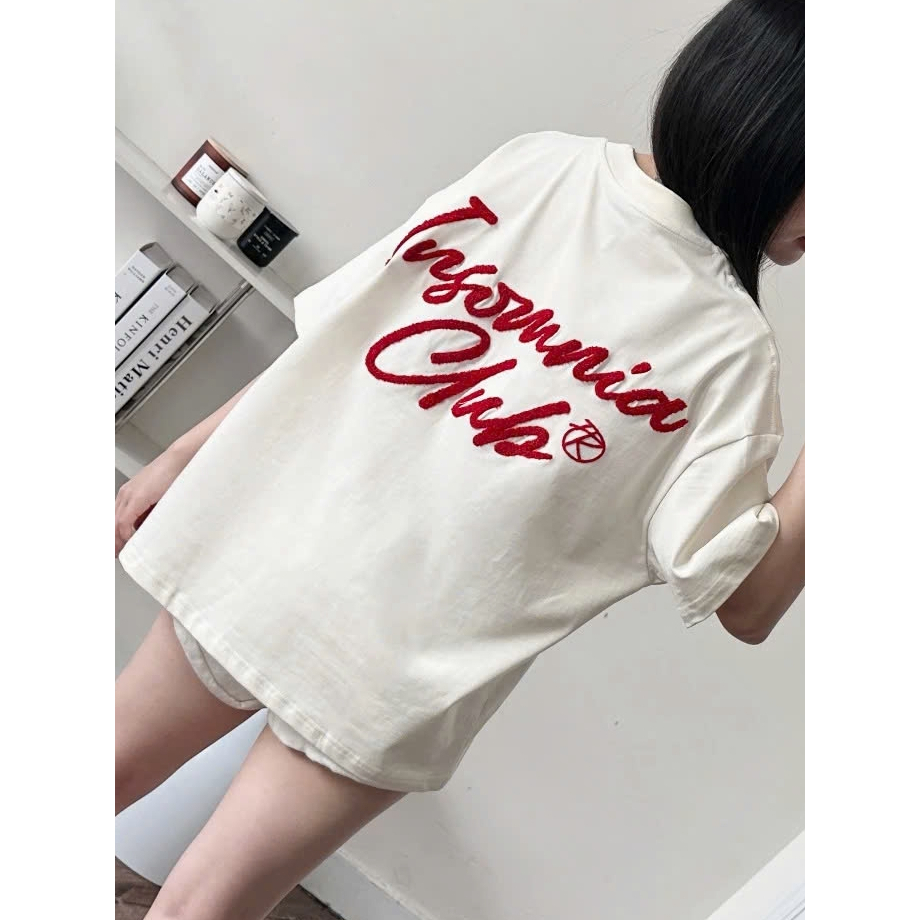 Áo Phông Nữ Boxy 280GSM Thêu Xù Ver 2 - Áo Thun Nữ INSOMNIA Unisex Local Brand