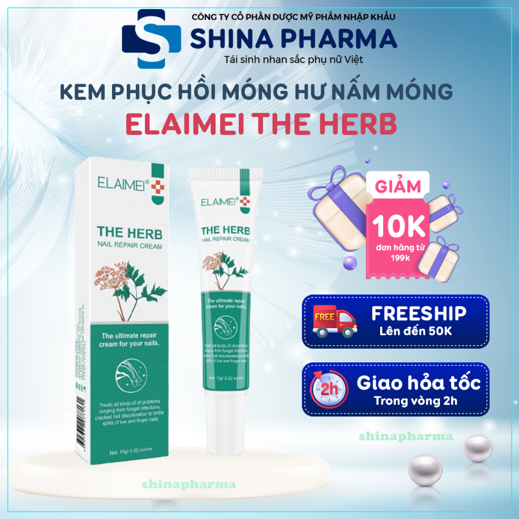 Kem Phục Hồi Móng Hư Nấm Móng ELAIMEI THE HERB, Loại Bỏ Nấm Móng - Tinh Chất ELAIMEI Phục Hồi Móng Kháng Khuẩn