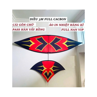 Diều 3m full cacbon chữ X áo in nhiệt hàng kĩ khung nan siêu vip