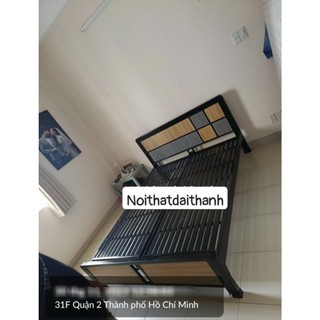 Giường sắt kết hợp gỗ 1m6 x 2m